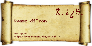 Kvasz Áron névjegykártya