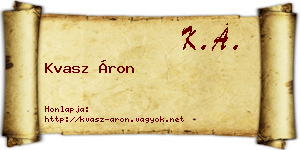Kvasz Áron névjegykártya